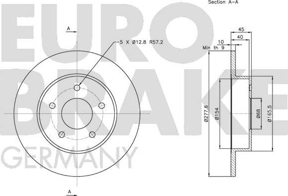 Eurobrake 5815202257 - Bremžu diski ps1.lv