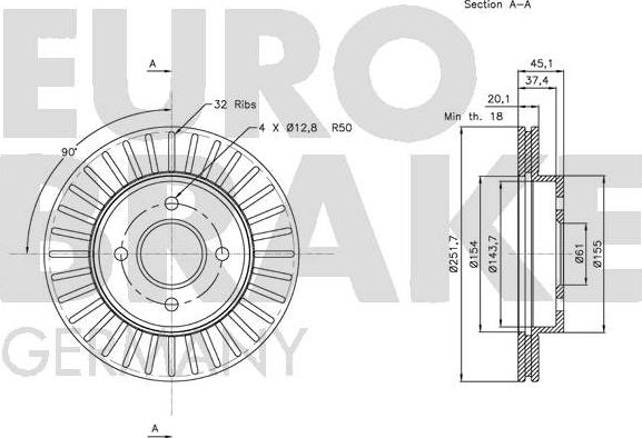 Eurobrake 5815202269 - Bremžu diski ps1.lv