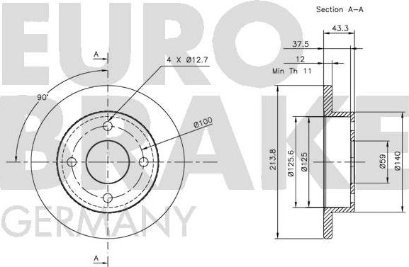 Eurobrake 5815202212 - Bremžu diski ps1.lv