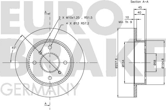 Eurobrake 5815202229 - Bremžu diski ps1.lv