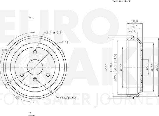 Eurobrake 5825253303 - Bremžu trumulis ps1.lv