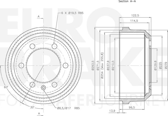 Eurobrake 5825262306 - Bremžu trumulis ps1.lv