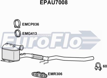 EuroFlo EPAU7008 - Nosēdumu / Daļiņu filtrs, Izplūdes gāzu sistēma ps1.lv