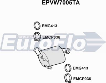 EuroFlo EPVW7005TA - Nosēdumu / Daļiņu filtrs, Izplūdes gāzu sistēma ps1.lv