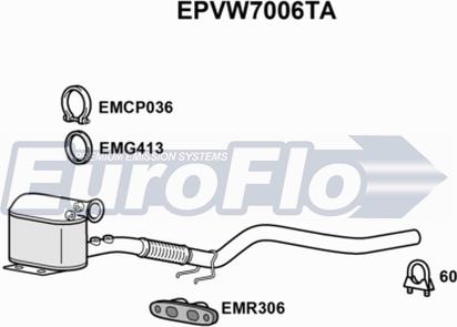 EuroFlo EPVW7006TA - Nosēdumu / Daļiņu filtrs, Izplūdes gāzu sistēma ps1.lv