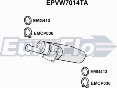 EuroFlo EPVW7014TA - Nosēdumu / Daļiņu filtrs, Izplūdes gāzu sistēma ps1.lv