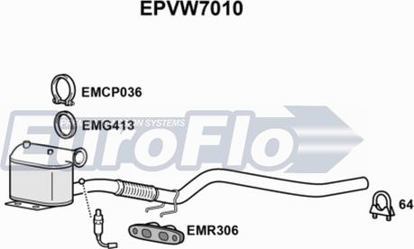 EuroFlo EPVW7010 - Nosēdumu / Daļiņu filtrs, Izplūdes gāzu sistēma ps1.lv