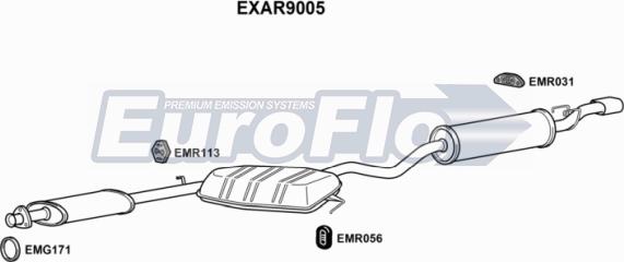 EuroFlo EXAR9005 - Vidējais / Gala izpl. gāzu trokšņa slāpētājs ps1.lv