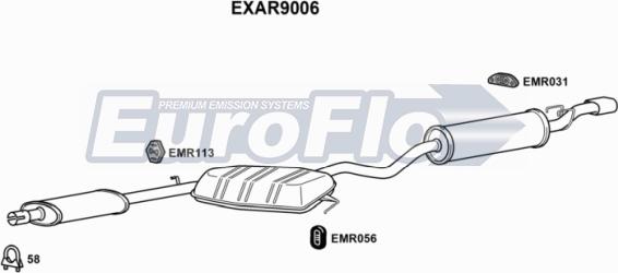 EuroFlo EXAR9006 - Vidējais / Gala izpl. gāzu trokšņa slāpētājs ps1.lv