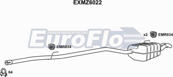 EuroFlo EXMZ6022 - Izplūdes gāzu trokšņa slāpētājs (pēdējais) ps1.lv