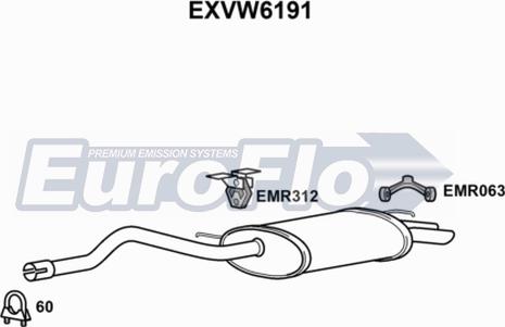 EuroFlo EXVW6191 - Izplūdes gāzu trokšņa slāpētājs (pēdējais) ps1.lv