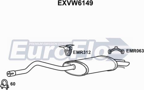 EuroFlo EXVW6149 - Izplūdes gāzu trokšņa slāpētājs (pēdējais) ps1.lv