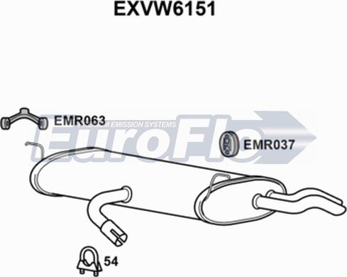 EuroFlo EXVW6151 - Izplūdes gāzu trokšņa slāpētājs (pēdējais) ps1.lv