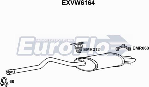 EuroFlo EXVW6164 - Izplūdes gāzu trokšņa slāpētājs (pēdējais) ps1.lv