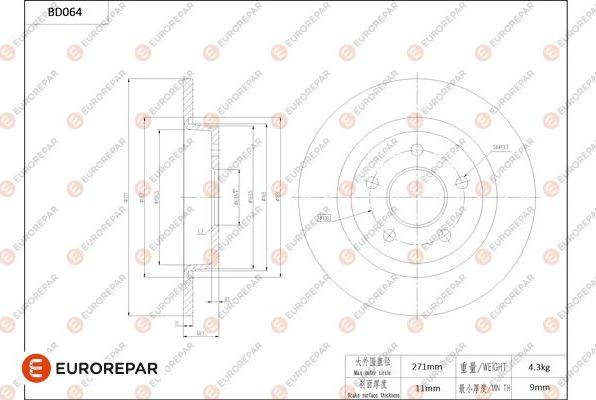 EUROREPAR 1684250680 - Bremžu diski ps1.lv