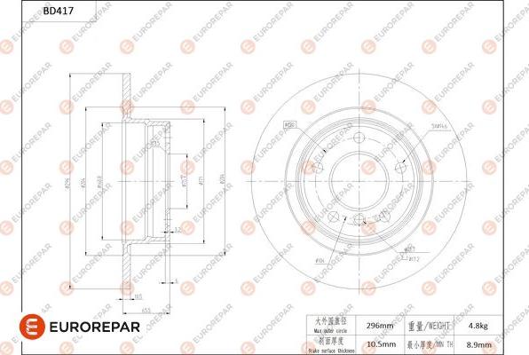 EUROREPAR 1684285980 - Bremžu diski ps1.lv