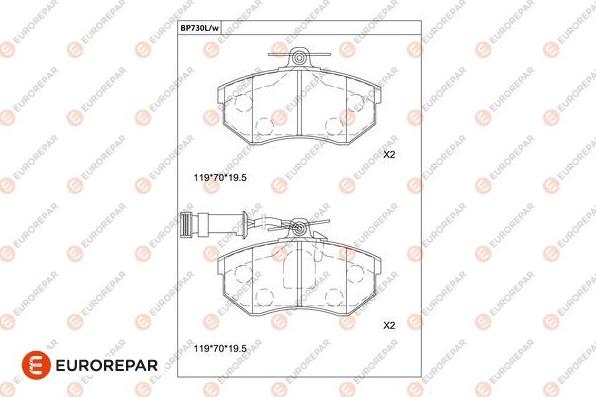 EUROREPAR 1681259780 - Bremžu uzliku kompl., Disku bremzes ps1.lv