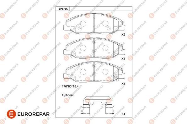 EUROREPAR 1681254380 - Bremžu uzliku kompl., Disku bremzes ps1.lv