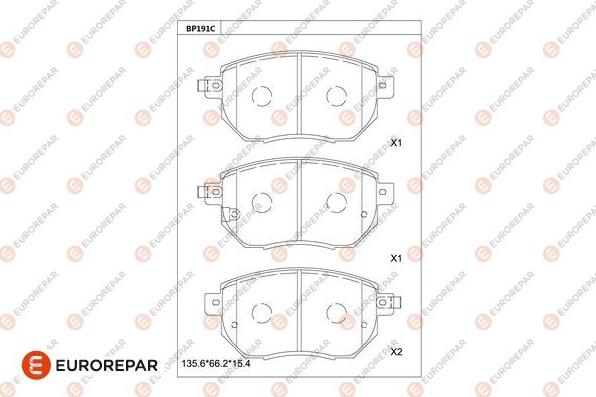 EUROREPAR 1681263180 - Bremžu uzliku kompl., Disku bremzes ps1.lv