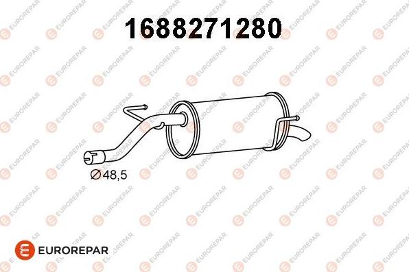 EUROREPAR 1688271280 - Izplūdes gāzu trokšņa slāpētājs (pēdējais) ps1.lv