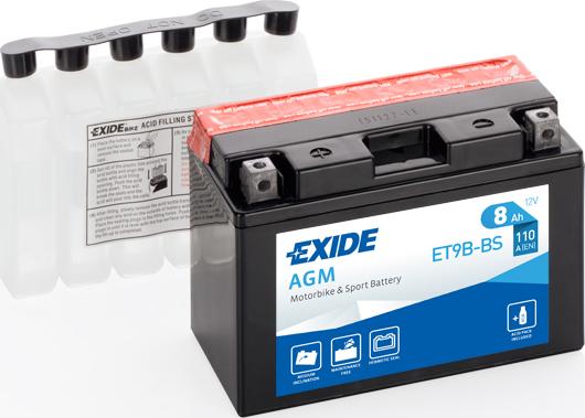 Exide ET9B-BS - Startera akumulatoru baterija ps1.lv