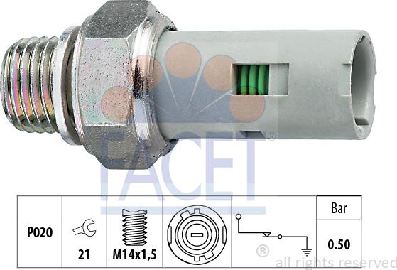 FACET 7.0151 - Devējs, Eļļas spiediens ps1.lv