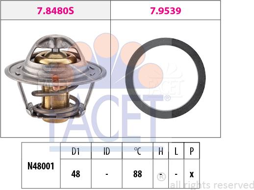 FACET 7.8480 - Termostats, Dzesēšanas šķidrums ps1.lv