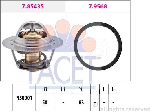 FACET 7.8543 - Termostats, Dzesēšanas šķidrums ps1.lv