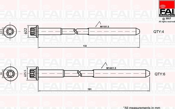 FAI AutoParts B1625 - Cilindru galvas skrūvju komplekts ps1.lv