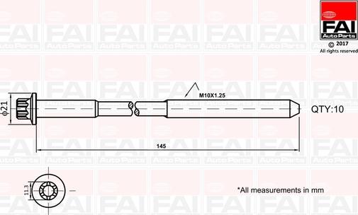 FAI AutoParts B1140 - Cilindru galvas skrūvju komplekts ps1.lv