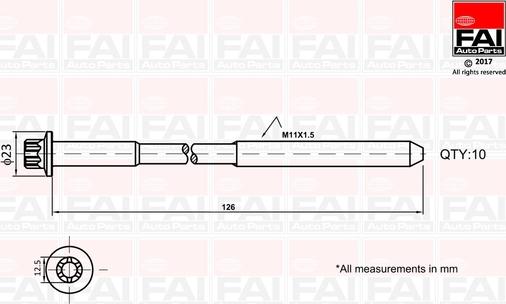 FAI AutoParts B1139 - Cilindru galvas skrūvju komplekts ps1.lv