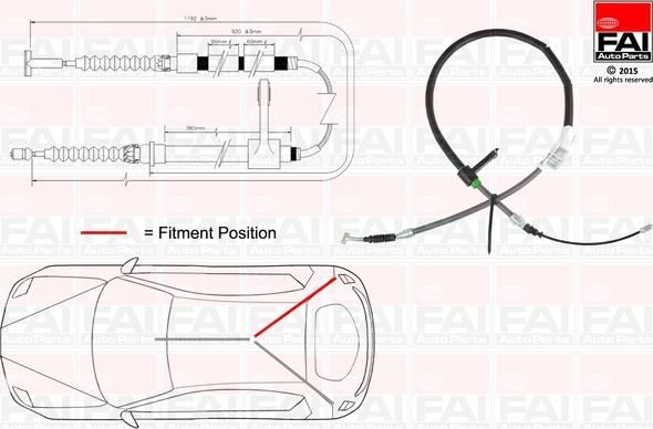 FAI AutoParts FBC0003 - Trose, Stāvbremžu sistēma ps1.lv