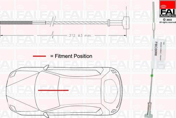 FAI AutoParts FBC0088 - Trose, Stāvbremžu sistēma ps1.lv