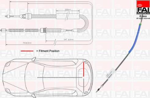 FAI AutoParts FBC0122 - Trose, Stāvbremžu sistēma ps1.lv