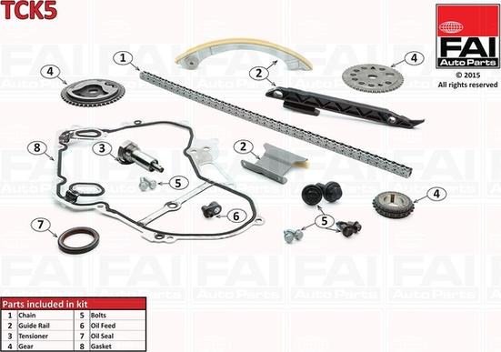 FAI AutoParts TCK5 - Sadales vārpstas piedziņas ķēdes komplekts ps1.lv