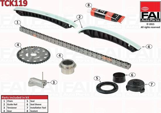 FAI AutoParts TCK119 - Sadales vārpstas piedziņas ķēdes komplekts ps1.lv