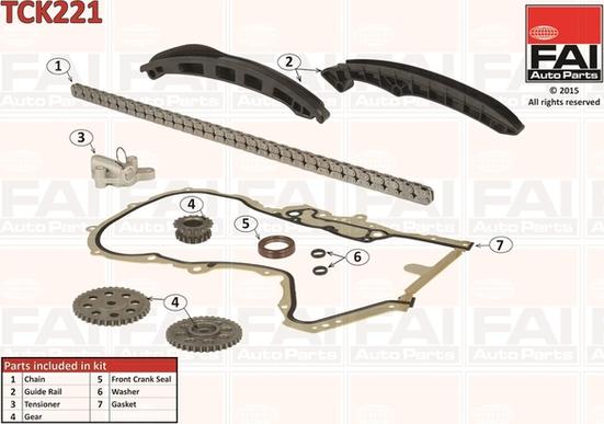 FAI AutoParts TCK221 - Sadales vārpstas piedziņas ķēdes komplekts ps1.lv