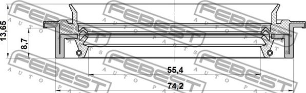 Febest 95JDS-57740914X - Vārpstas blīvgredzens, Piedziņas vārpsta ps1.lv