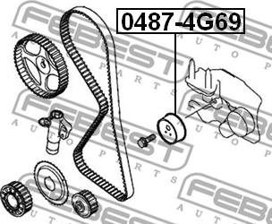 Febest 0487-4G69 - Spriegotājrullītis, Gāzu sadales mehānisma piedziņas siksna ps1.lv