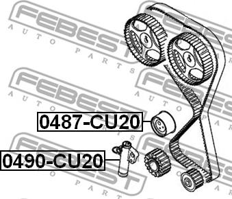 Febest 0487-CU20 - Spriegotājrullītis, Gāzu sadales mehānisma piedziņas siksna ps1.lv