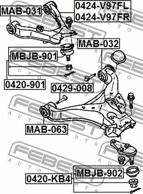 Febest MAB-063 - Piekare, Šķērssvira ps1.lv