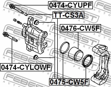 Febest 0475-CW5F - Remkomplekts, Bremžu suports ps1.lv