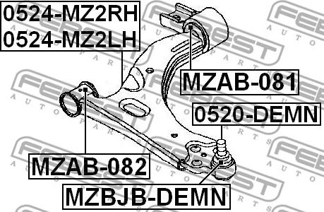 Febest MZAB-081 - Piekare, Šķērssvira ps1.lv