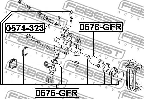 Febest 0575-GFR - Remkomplekts, Bremžu suports ps1.lv