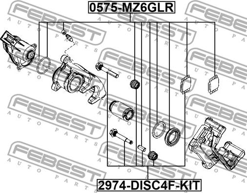 Febest 0575-MZ6GLR - Remkomplekts, Bremžu suports ps1.lv