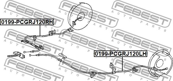 Febest 0199-PCGRJ120LH - Trose, Stāvbremžu sistēma ps1.lv