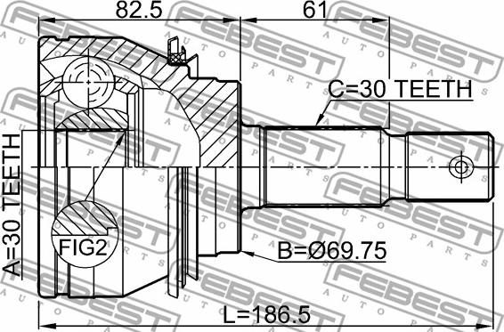 Febest 0110-GRJ150 - Šarnīru komplekts, Piedziņas vārpsta ps1.lv