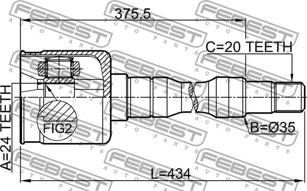 Febest 0111-SXV20RH - Šarnīru komplekts, Piedziņas vārpsta ps1.lv