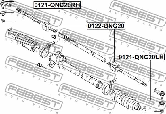 Febest 0121-QNC20LH - Stūres šķērsstiepņa uzgalis ps1.lv
