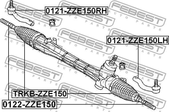 Febest 0122-ZZE150 - Aksiālais šarnīrs, Stūres šķērsstiepnis ps1.lv